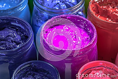 Proton Purple color of screen printing ink Stock Photo