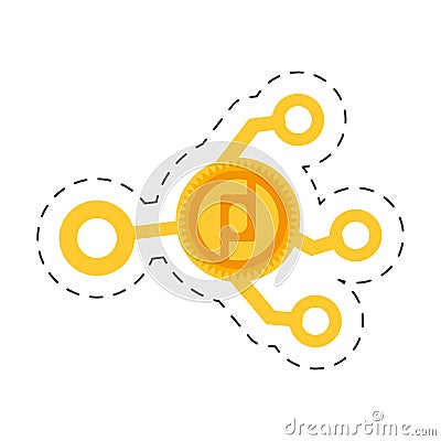 protoshare money golden coin cut line Cartoon Illustration