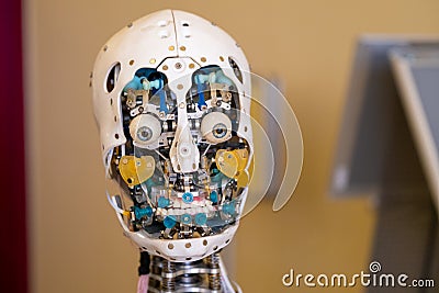 Prototype electronically mechanical robot android Stock Photo