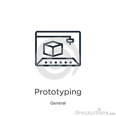 Prototyping icon. Thin linear prototyping outline icon isolated on white background from general collection. Line vector Vector Illustration