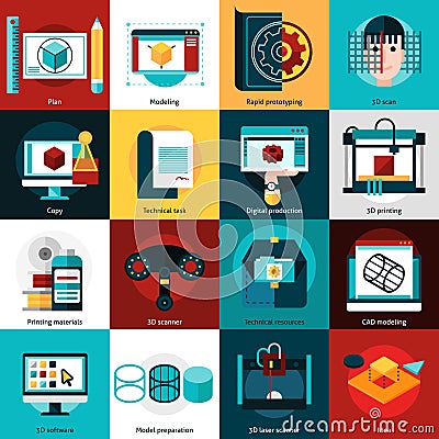 Prototyping And Modeling Icons Vector Illustration