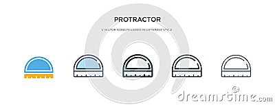 Protractor icon in different style vector illustration. two colored and black protractor vector icons designed in filled, outline Vector Illustration