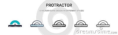 Protractor icon in filled, thin line, outline and stroke style. Vector illustration of two colored and black protractor vector Vector Illustration