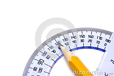 Protractor and pencil Stock Photo