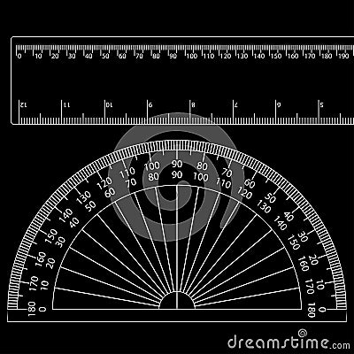 Protractor+ruler Vector Illustration