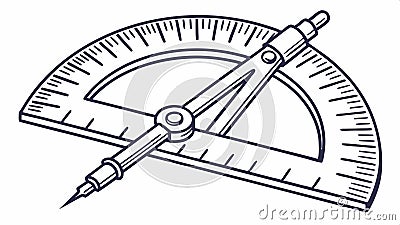 Protractor and ruler illustration, drafting tools vector design Generative AI Vector Illustration