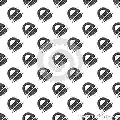 Protractor ruler and pen solid seamless pattern, architect studio theme. Vector graphics. Ruler tool with pen sign with Vector Illustration