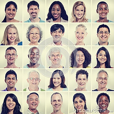 Protrait of Group Diversity People Community Happiness Concept Stock Photo