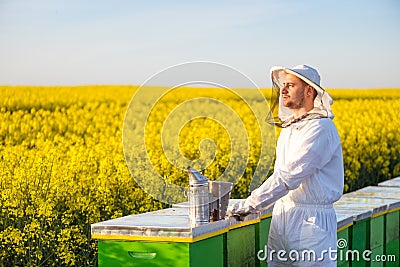 Proud apiarist Stock Photo