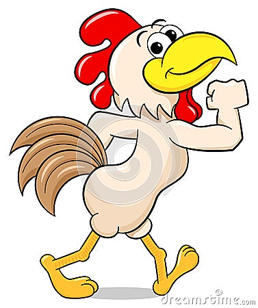 Proud cartoon chicken struts Vector Illustration