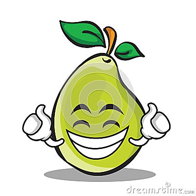 Proud face pear character cartoon Vector Illustration