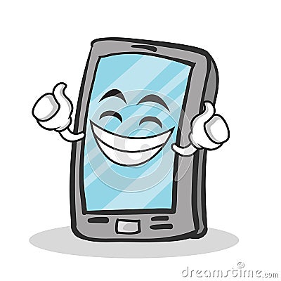 Proud face smartphone cartoon character Vector Illustration