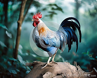 Proud French Rooster in Blue, White, and Red Stock Photo