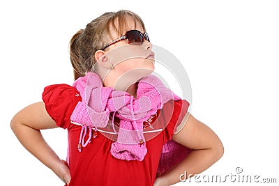 Proud girl in sunglasses looking up isolated Stock Photo