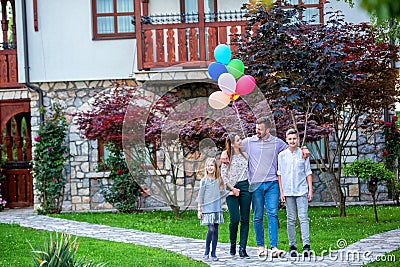Proud happy father with his family Stock Photo