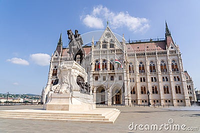 Proud Hungary King in front of Budapest Parliament Editorial Stock Photo