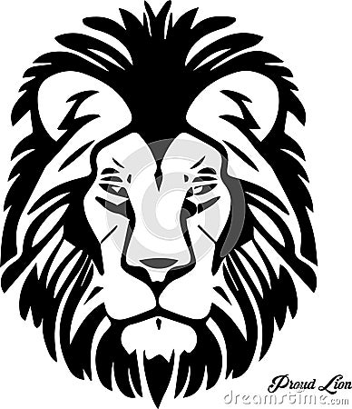 Proud male lion Proud lion face black and white illustration Vector Illustration