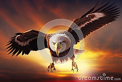 Proud majestic eagle flying through the sky Stock Photo