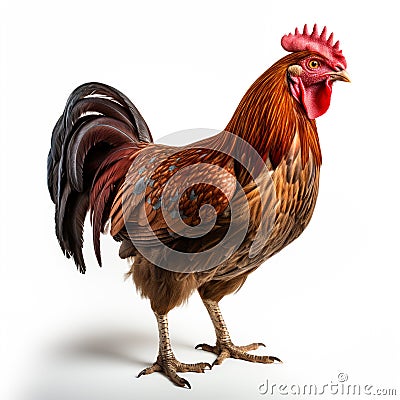 A proud rooster stands tall atop Stock Photo