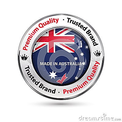 Proudly made in Australia, Trusted brand Vector Illustration