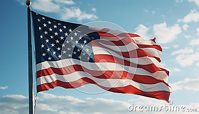 Proudly waving american flag in the wind, perfect capture for independence day celebration Stock Photo