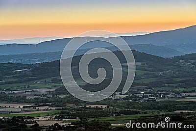 Provence landscape at sundown Stock Photo