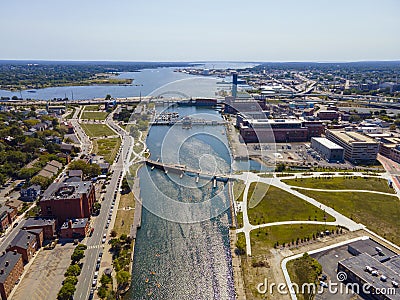 Providence River and Bridge, Rhode Island, USA Stock Photo