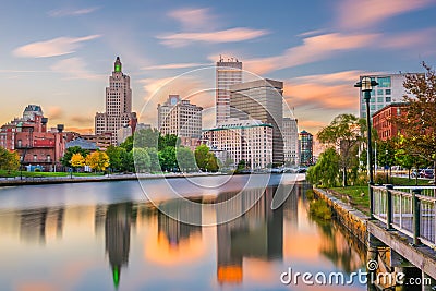 Providence, Rhode Island, USA River Skyline Stock Photo