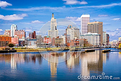 Providence, Rhode Island, USA downtown skyline on the river Stock Photo