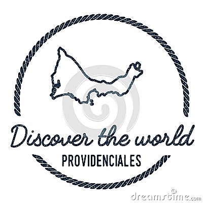 Providenciales Map Outline. Vintage Discover the. Vector Illustration