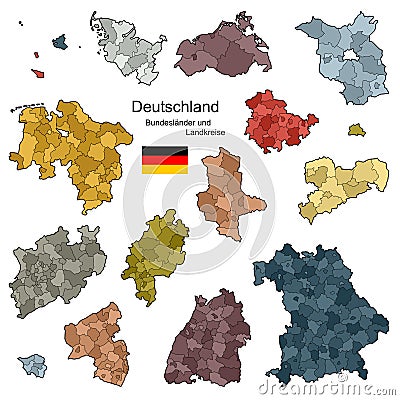 Provinces and districts of Germany Vector Illustration