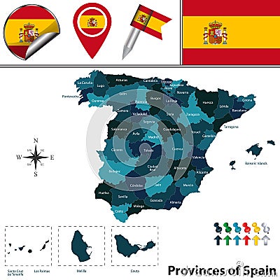 Provinces of Spain Vector Illustration