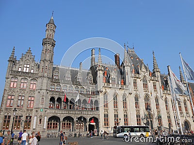 The provincial townhall on the central square in medieval Brugge, Belgium Stock Photo