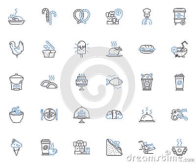 Provision store line icons collection. Groceries, Convenience, Snacks, Drinks, Dairy, Vegetables, Fruits vector and Vector Illustration