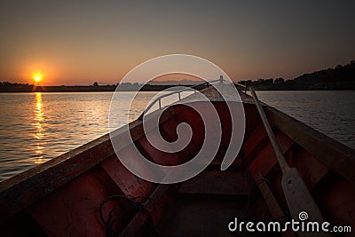 Prow boat on lake Stock Photo