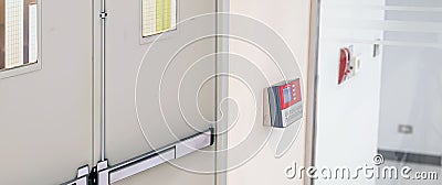 Proximity card reader door unlock, Closeup ID Card fingerprint scanning access control system for identity verification to open Stock Photo
