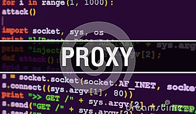 Proxy with Abstract Technology Binary code Background.Digital binary data and Secure Data Concept. Software / Web Developer Stock Photo