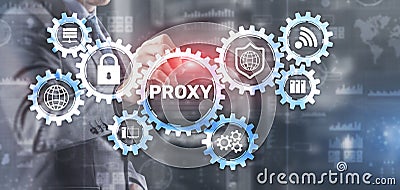 Proxy. Network administrator access the proxy server. Technology concept Stock Photo