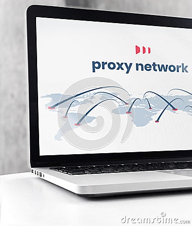 Proxy network over computer Stock Photo
