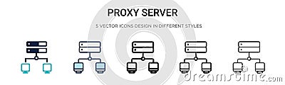 Proxy server icon in filled, thin line, outline and stroke style. Vector illustration of two colored and black proxy server vector Vector Illustration