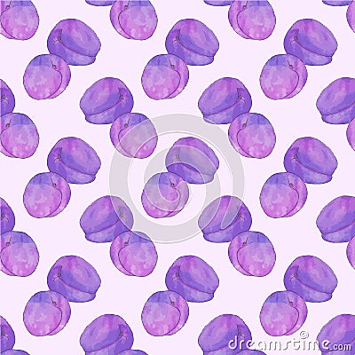 Prune. Seamless pattern with fruits. Hand-drawn background. Vector illustration. Vector Illustration