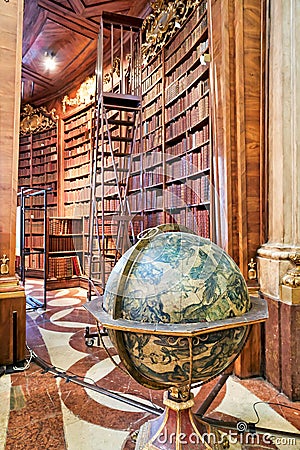 The Prunksaal, center of the old imperial library inside the Austrian National Library. Vienna Austria Editorial Stock Photo