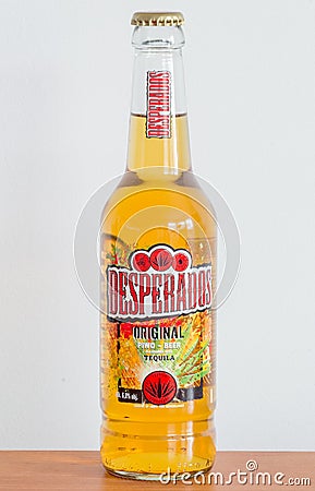 Bottle of Desperados tequila beer Editorial Stock Photo