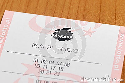 Kaskada lottery ticket from Polish Lotto Editorial Stock Photo