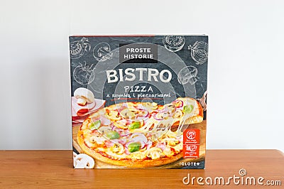 Proste historie Bistro frozen pizza with ham Editorial Stock Photo