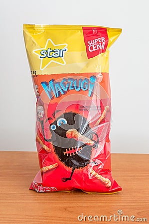 Star Maczugi corn chips ketchup flavor Editorial Stock Photo