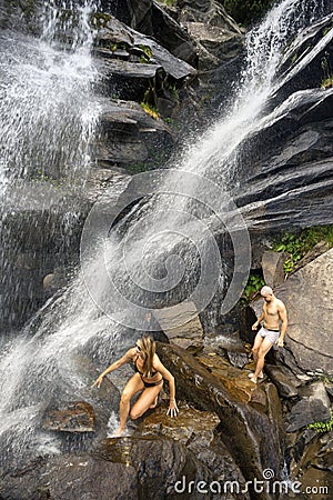 Prut falls under Hoverla Stock Photo