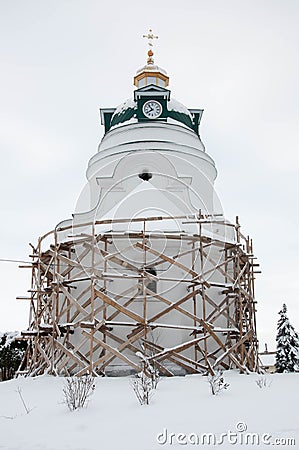 Pryluky, Chernihiv, Ukraine - 02/15/2021: Restoration of the Orthodox Church Editorial Stock Photo