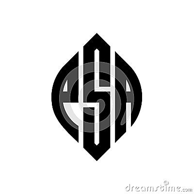 PSA circle letter logo design with circle and ellipse shape. PSA ellipse letters with typographic style. The three initials form a Vector Illustration