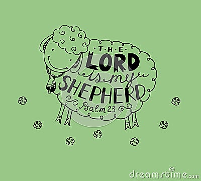 Psalm 23 The Lord is my shepherd Vector Illustration